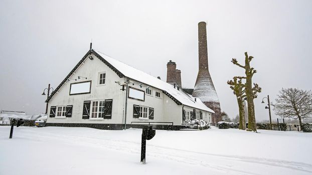 Traditional limekilns factory in Huizen the Netherlands in winter