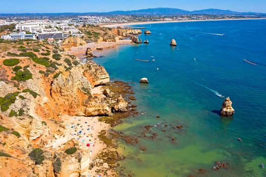 Aerial from Praia D'Ana in Lagos in the Algarve Portugal