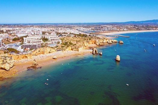 Aerial from Praia D'Ana in Lagos in the Algarve Portugal