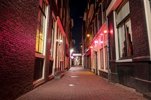 Red light district in Amsterdam the Netherlands by night