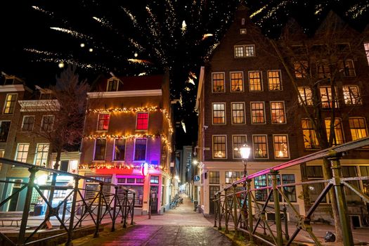 Happy New Year from Amsterdam in the Netherlands at night