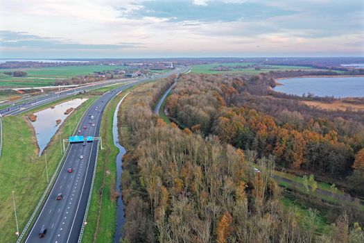 Aerial from the highway A1 in the Netherlands
