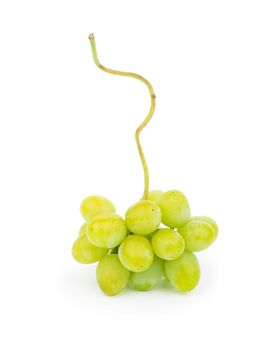 Green grape with leaves isolated on white. With clipping path.