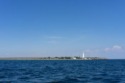 Marine landscape with views of the coastline of the Tarkhankut Cape. Crimea, Olenevka