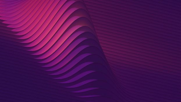Wavy purple and magenta lines pattern. Abstract background, digital render.