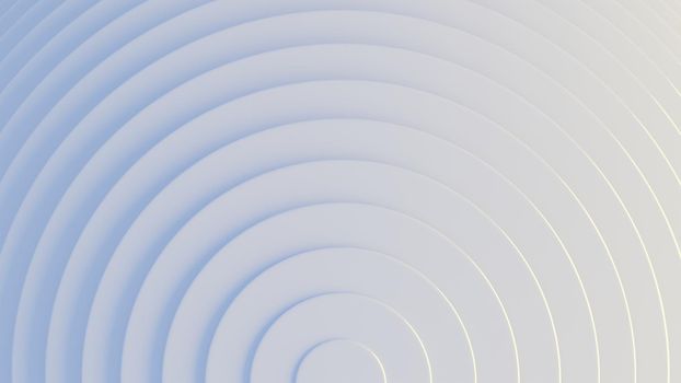 Concentric circles pattern on white and light blue. Clean, unobtrusive abstract background. Digital render.