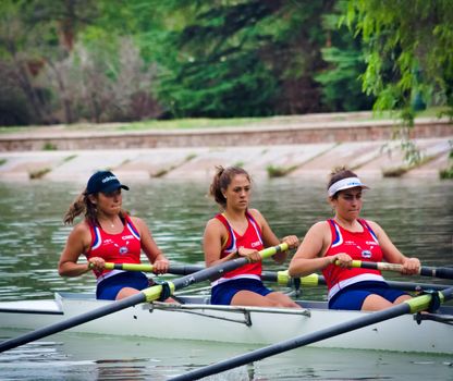 2021-02-11 - Girls rowing team of Mendoza Regatta Club training in the lake of San Martin park in Mendoza, Argentina.