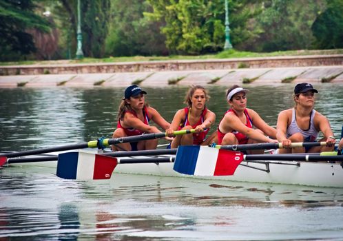 2021-02-11 - Girls rowing team of Mendoza Regatta Club training in the lake of San Martin park in Mendoza, Argentina.