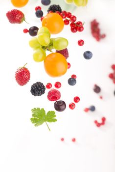 berry mix isolated on a white background.