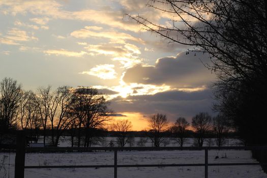 A beautyful sunset with cloudy sky