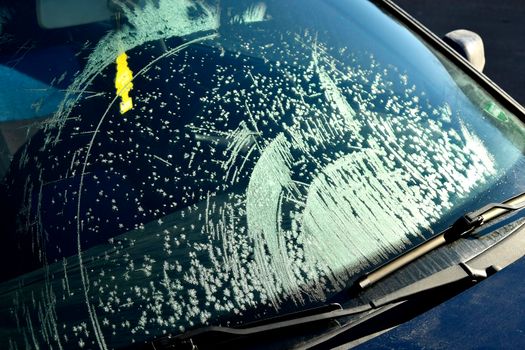 ice crystals on a car front window