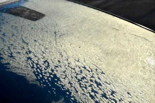 ice crystals on a car front window