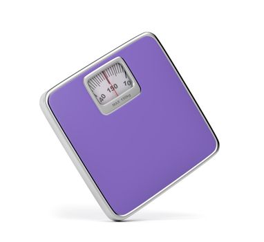 Mechanical bathroom scale on white background