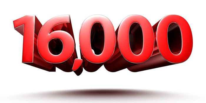 16000 numbers in a 3D rendering, white background with clipping path.