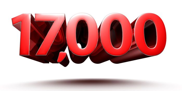 17000 numbers in a 3D rendering, white background with clipping path.