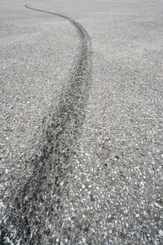 tire slip marks on the asphalt