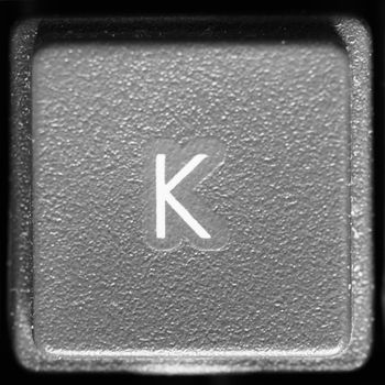 Letter K key on computer keyboard keypad