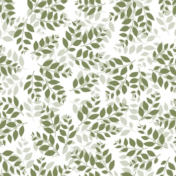 Spring seamless pattern with green sprigs. Vector stock illustration for fabric, textile, wallpaper, posters, paper. Fashion print. Branch with leaves. Doodle style