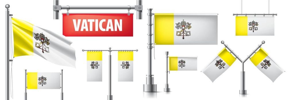 Vector set of banners with the national flag of the Vatican.