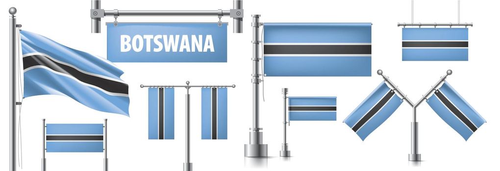 Vector set of the national flag of Botswana in various creative designs.