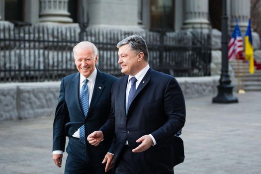 KIEV, UKRAINE - Dec 07, 2015: vice president of USA Joe Biden and President of Ukraine Petro Poroshenko during their meeting in Kiev