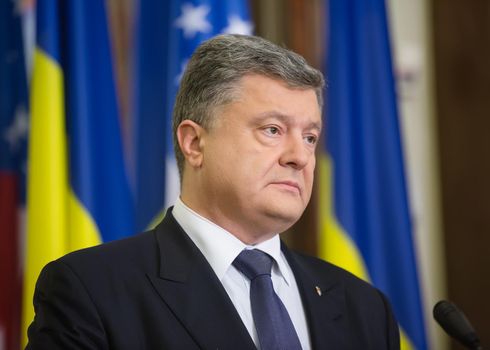 KIEV, UKRAINE - Dec 07, 2015: President of Ukraine Petro Poroshenko during his meeting with vice president of USA Joe Biden in Kiev