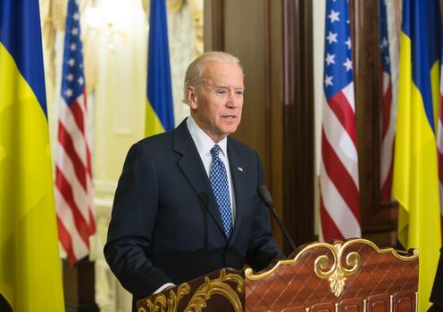 KIEV, UKRAINE - Dec 07, 2015: Vice president of USA Joe Biden during an official visit to Kiev, Ukraine