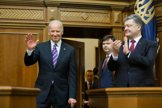 KIEV, UKRAINE - Dec 08, 2015: Vice president of USA Joseph Biden during his speech in the Verkhovna Rada of Ukraine, Kiev