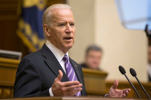 KIEV, UKRAINE - Dec 08, 2015: Vice president of USA Joseph Biden during his speech in the Verkhovna Rada of Ukraine, Kiev