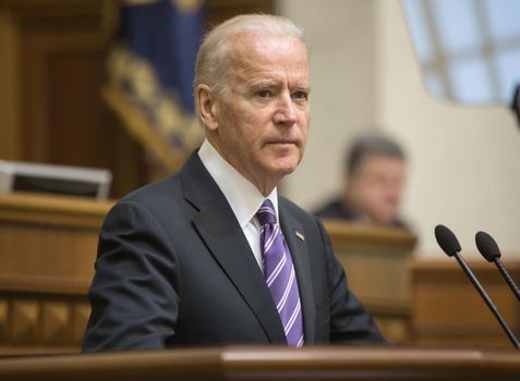 KIEV, UKRAINE - Dec 08, 2015: Vice president of USA Joseph Biden during his speech in the Verkhovna Rada of Ukraine, Kiev