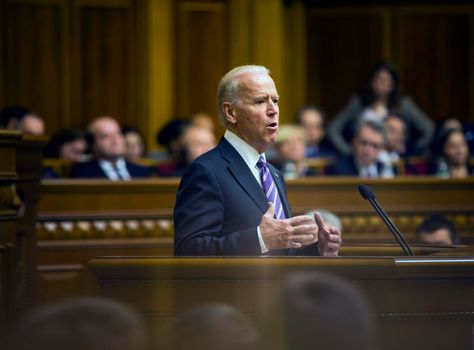 KIEV, UKRAINE - Dec 08, 2015: Vice president of USA Joseph Biden during his speech in the Verkhovna Rada of Ukraine, Kiev