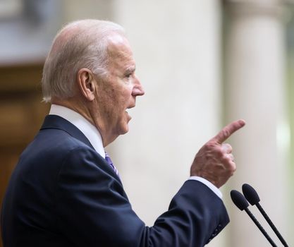 KIEV, UKRAINE - Dec 08, 2015: Vice president of USA Joseph Biden during his speech in the Verkhovna Rada of Ukraine, Kiev