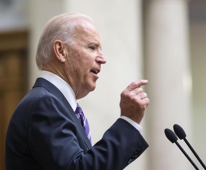 KIEV, UKRAINE - Dec 08, 2015: Vice president of USA Joseph Biden during his speech in the Verkhovna Rada of Ukraine, Kiev
