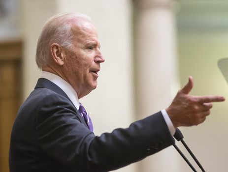 KIEV, UKRAINE - Dec 08, 2015: Vice president of USA Joseph Biden during his speech in the Verkhovna Rada of Ukraine, Kiev