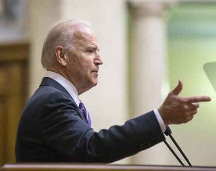 KIEV, UKRAINE - Dec 08, 2015: Vice president of USA Joseph Biden during his speech in the Verkhovna Rada of Ukraine, Kiev