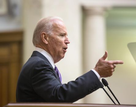 KIEV, UKRAINE - Dec 08, 2015: Vice president of USA Joseph Biden during his speech in the Verkhovna Rada of Ukraine, Kiev