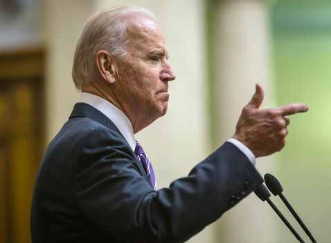 KIEV, UKRAINE - Dec 08, 2015: Vice president of USA Joseph Biden during his speech in the Verkhovna Rada of Ukraine, Kiev