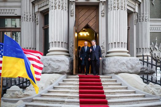 KIEV, UKRAINE - Dec 07, 2015: vice president of USA Joe Biden and President of Ukraine Petro Poroshenko during their meeting in Kiev
