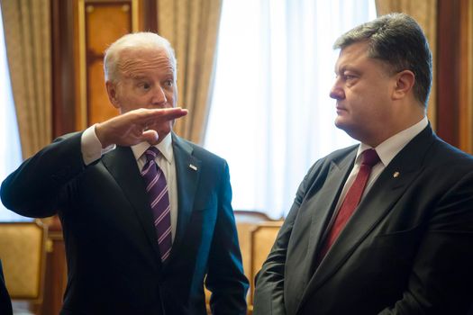 KIEV, UKRAINE - Dec 08, 2015: vice president of USA Joe Biden and President of Ukraine Petro Poroshenko during their meeting in Kiev
