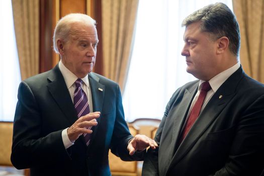 KIEV, UKRAINE - Dec 08, 2015: vice president of USA Joe Biden and President of Ukraine Petro Poroshenko during their meeting in Kiev