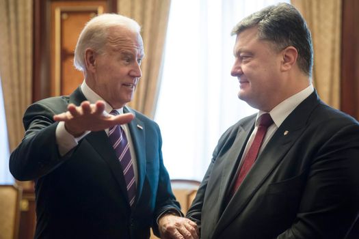 KIEV, UKRAINE - Dec 08, 2015: vice president of USA Joe Biden and President of Ukraine Petro Poroshenko during their meeting in Kiev