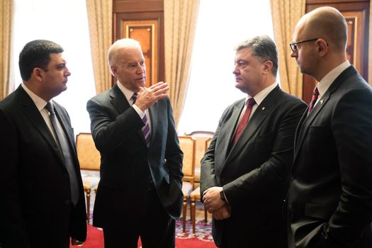 KIEV, UKRAINE - Dec 08, 2015: vice president of USA Joe Biden and President of Ukraine Petro Poroshenko during their meeting in Kiev