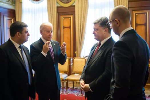 KIEV, UKRAINE - Dec 08, 2015: vice president of USA Joe Biden and President of Ukraine Petro Poroshenko during their meeting in Kiev