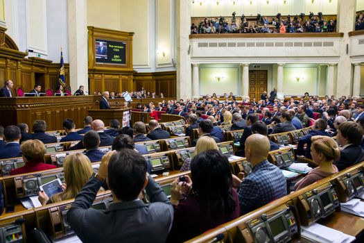 KIEV, UKRAINE - Dec 08, 2015: Vice president of USA Joseph Biden during his speech in the Verkhovna Rada of Ukraine, Kiev