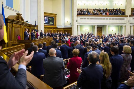 KIEV, UKRAINE - Dec 08, 2015: Vice president of USA Joseph Biden during his speech in the Verkhovna Rada of Ukraine, Kiev