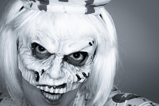 Woman dressed as a killer nurse for Halloween night
