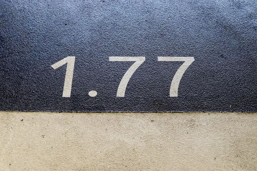 Numbers painted on concrete and asphalt textured surfaces