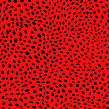 Abstract modern leopard seamless pattern. Animals trendy background. Red and black decorative vector stock illustration for print, card, postcard, fabric, textile. Modern ornament of stylized skin.