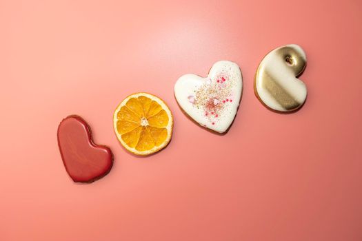 the word love is laid out from ginger cookies. High quality photo
