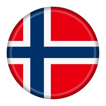 A Norway flag button 3d illustration with clipping path